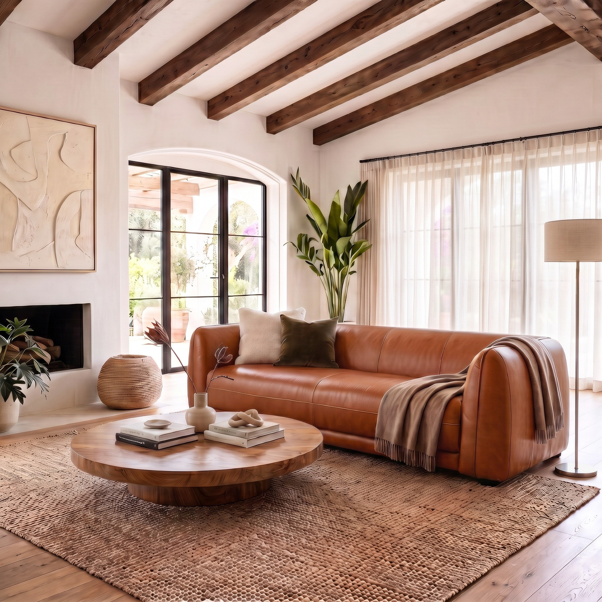 Maine Brown Leather Sofa