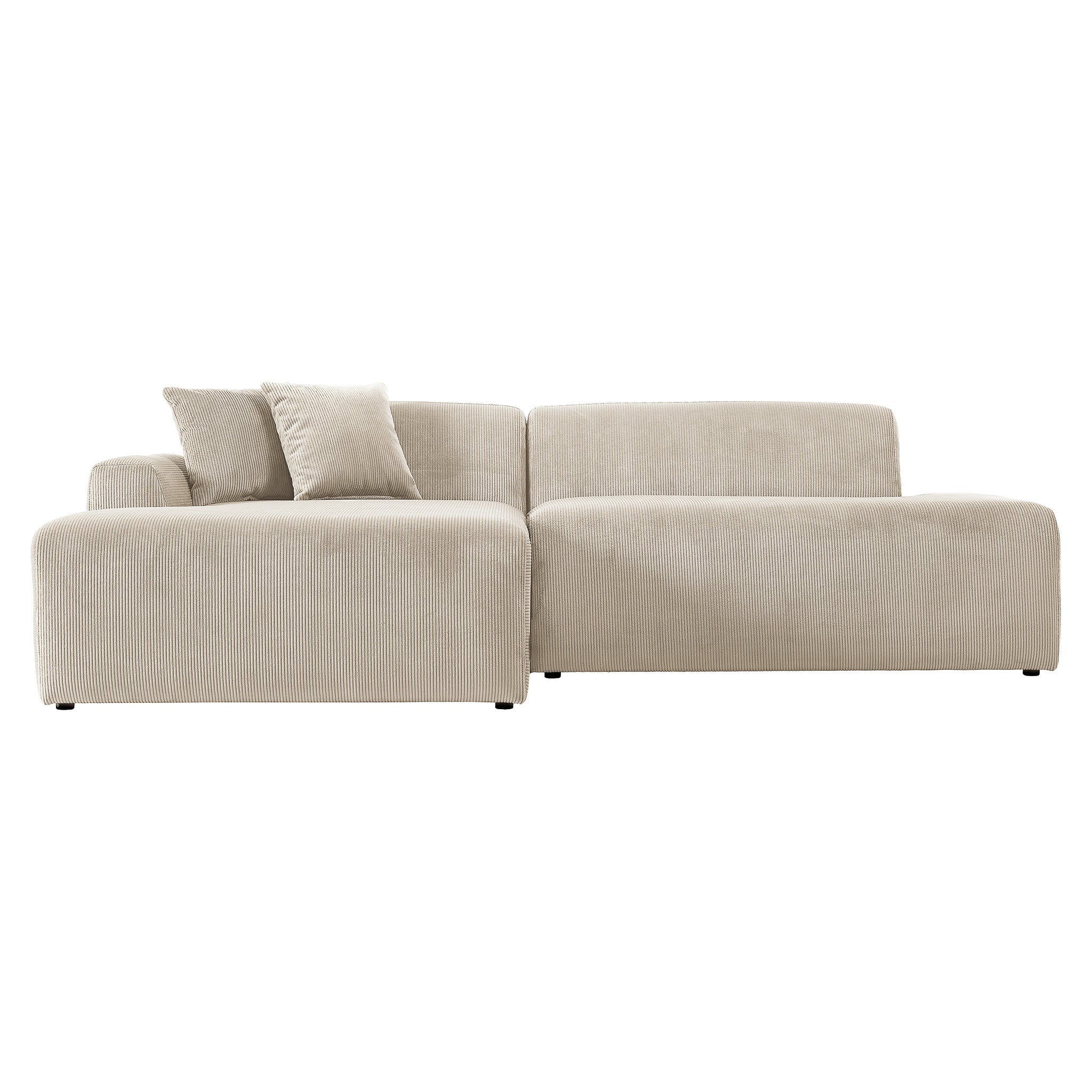 Mar Sectional Cream Corduroy Sofa (Left Facing)