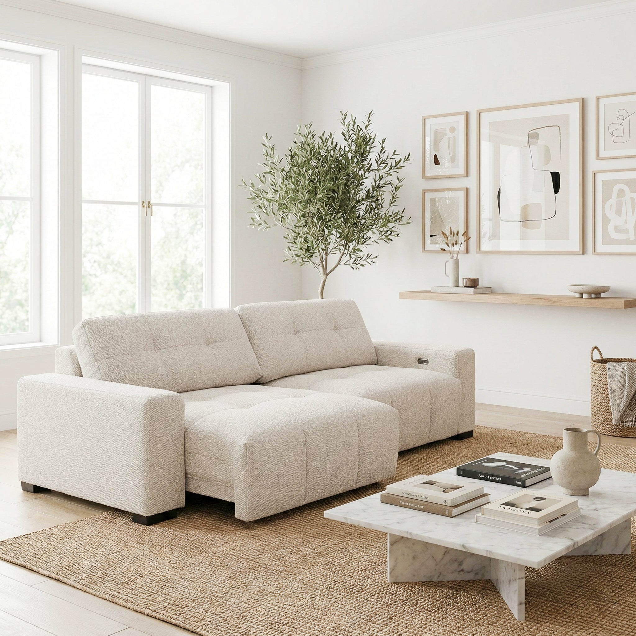 Corston Beige Linen PWR Slider Sofa
