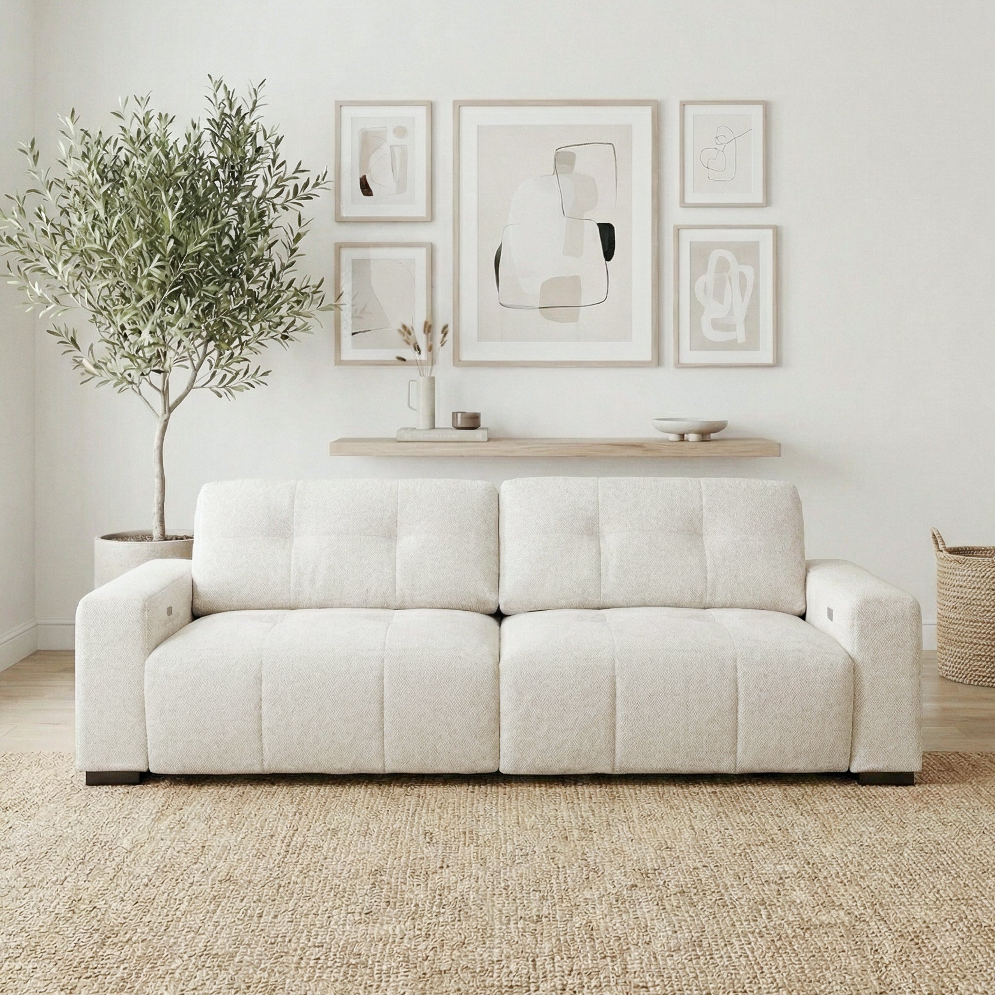 Corston Beige Linen PWR Slider Sofa