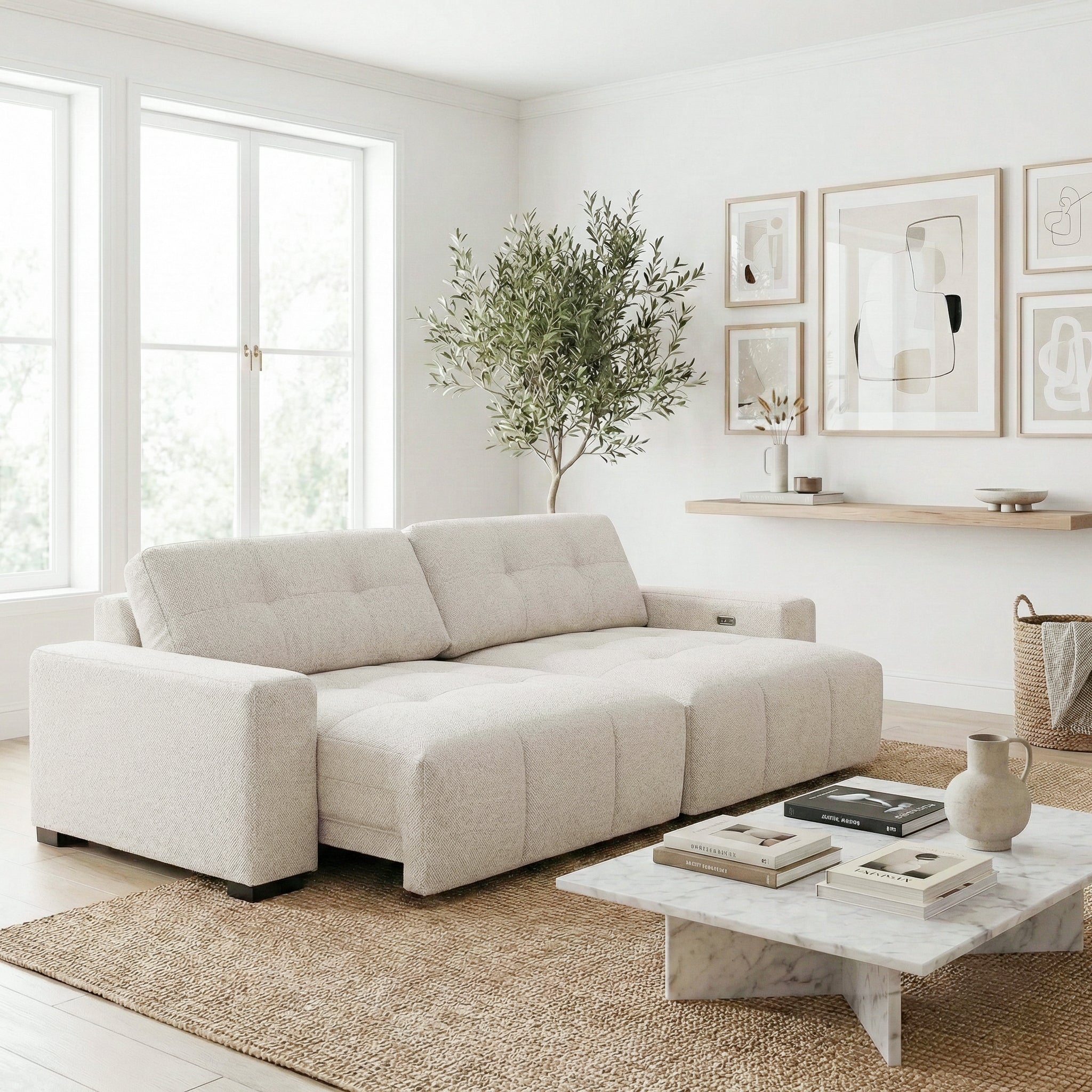 Corston Beige Linen PWR Slider Sofa