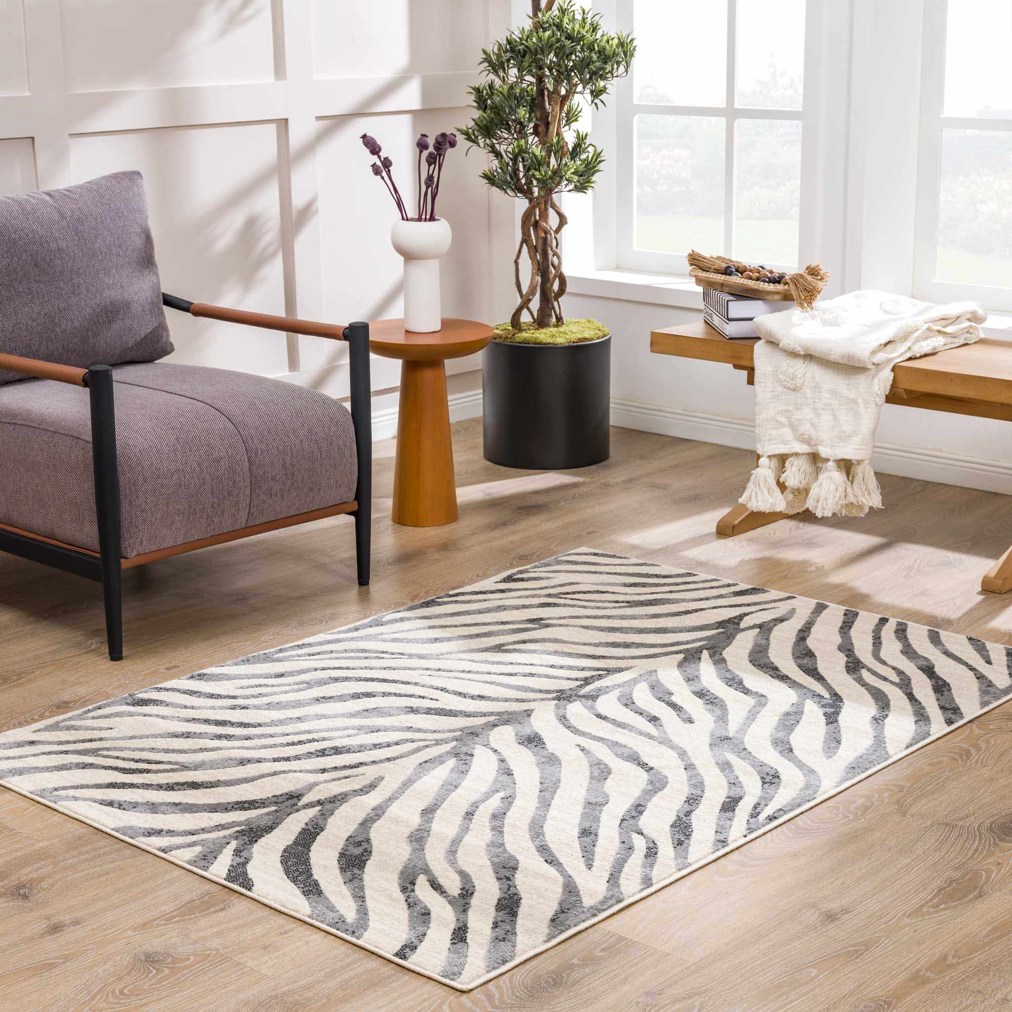 Ecorse Zebra Print Area Rug