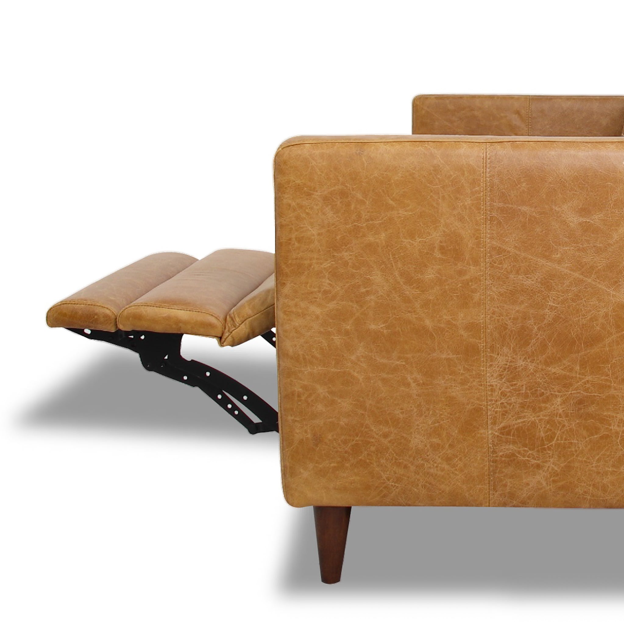 Christopher Tan Leather Electric Inclining Sofa - Right Facing