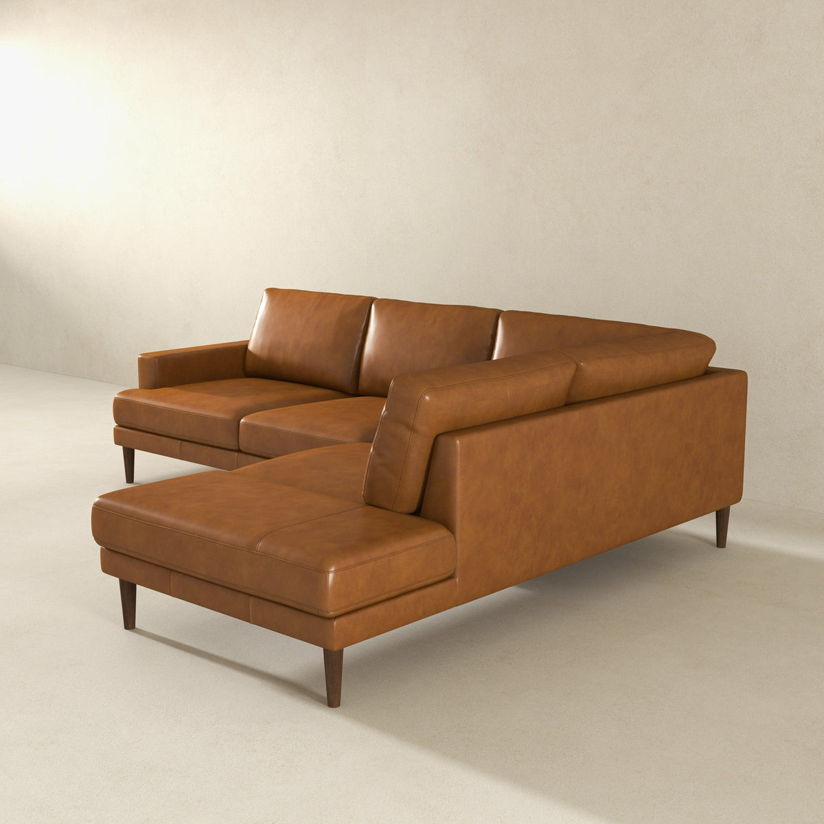 Corbin Luxurious Genuine Tan Leather - Right-Facing Sectional Sofa