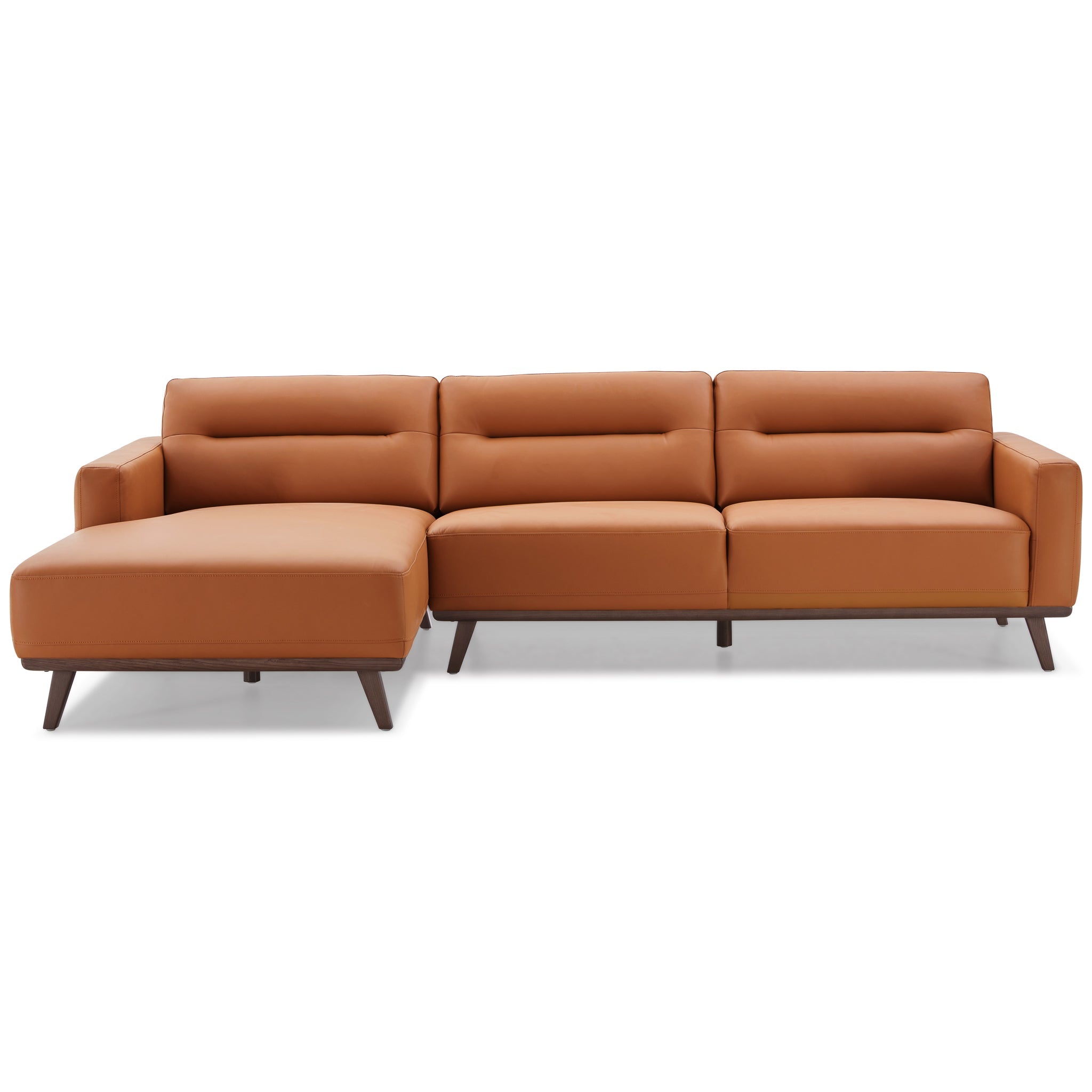 Ella L-Shaped Cognac Vegan Leather Left Sectional Sofa