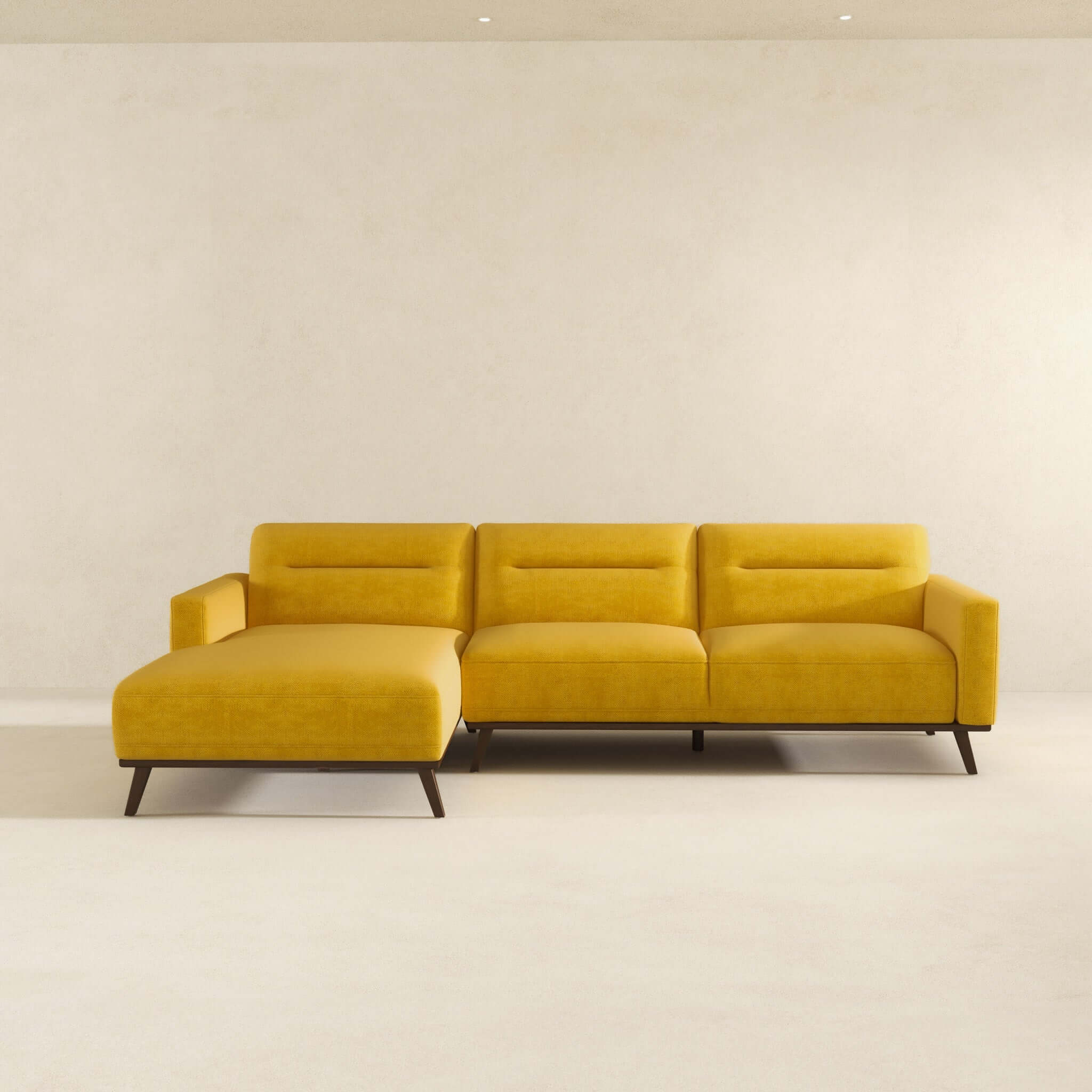 Ella L-Shaped Dark Yellow Linen Left Sectional Sofa