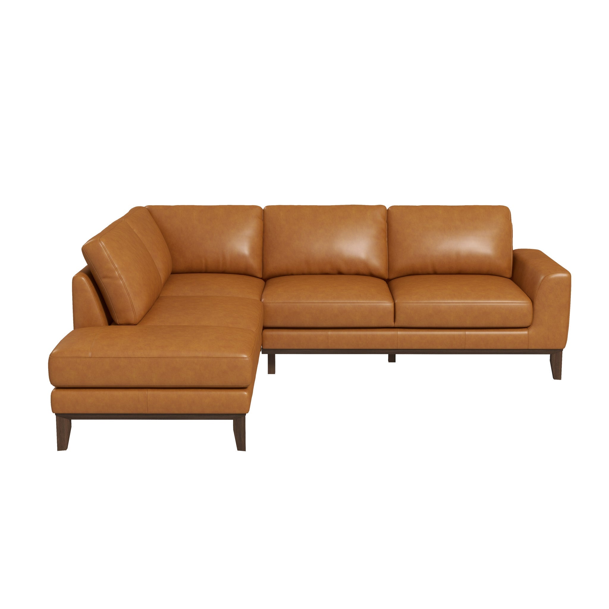 London Premium Genuine Leather Sectional Sofa Left Facing