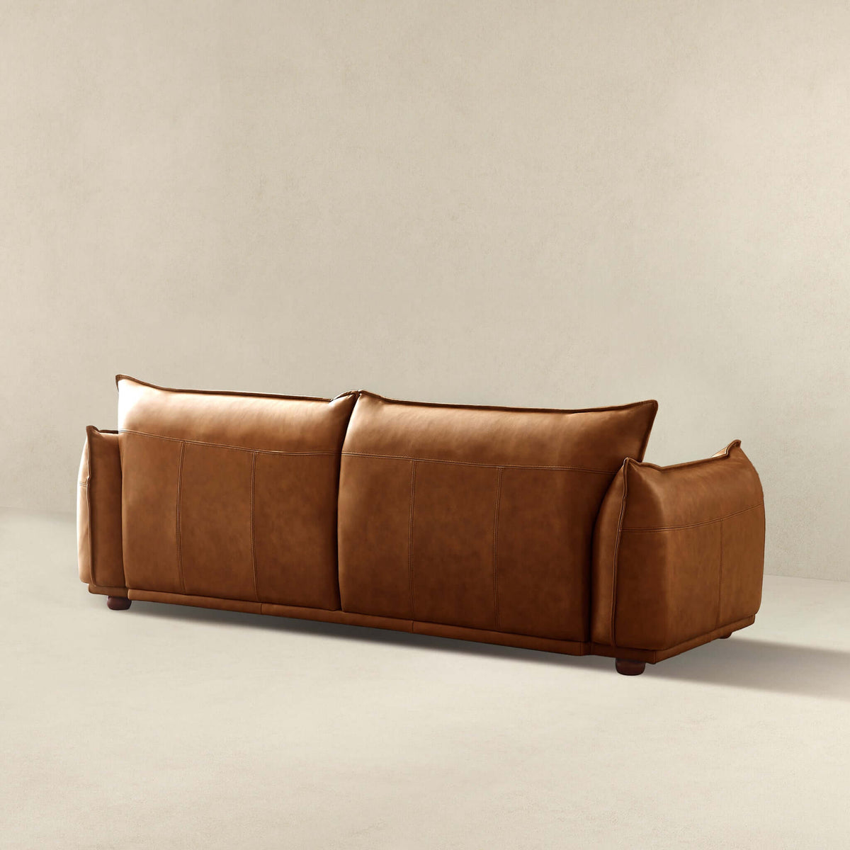 Emma Mid-Century Modern Cognac Leather Sofa