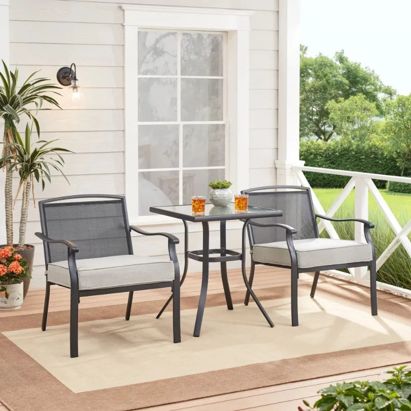 Gray 3 Piece Outdoor Furniture Patio Set
