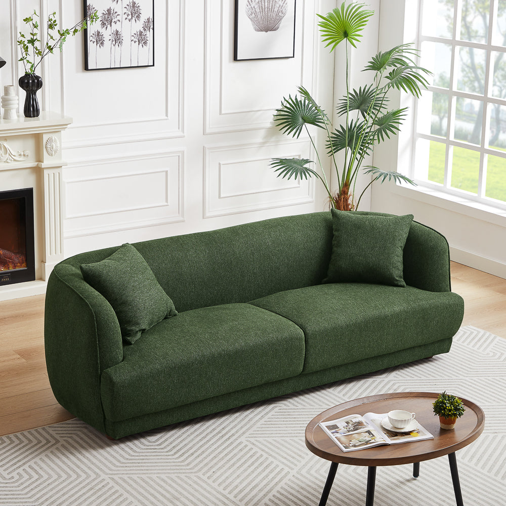 Stanmer Living Room Luxury Fabric Linen Couch in Green