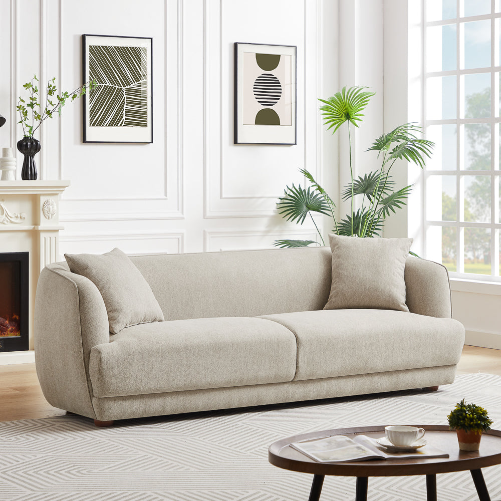 Stanmer Living Room Luxury Fabric Linen Couch in Cream