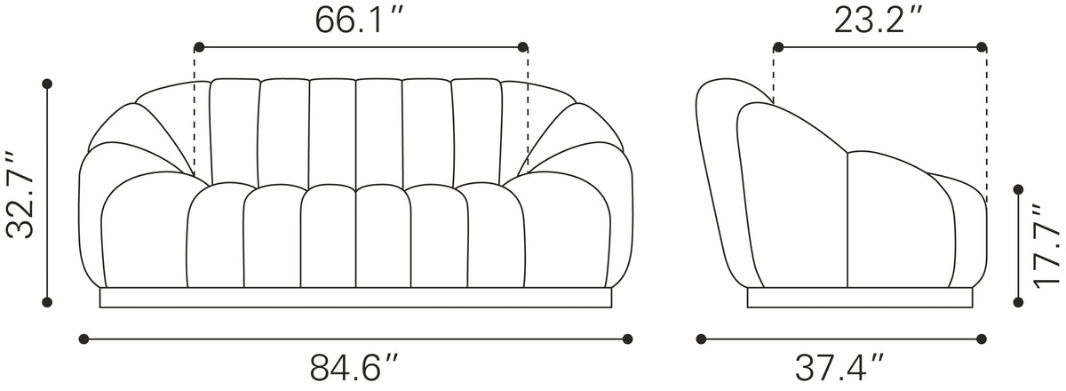 Bhutan Sofa Cream by Zuo Modern
