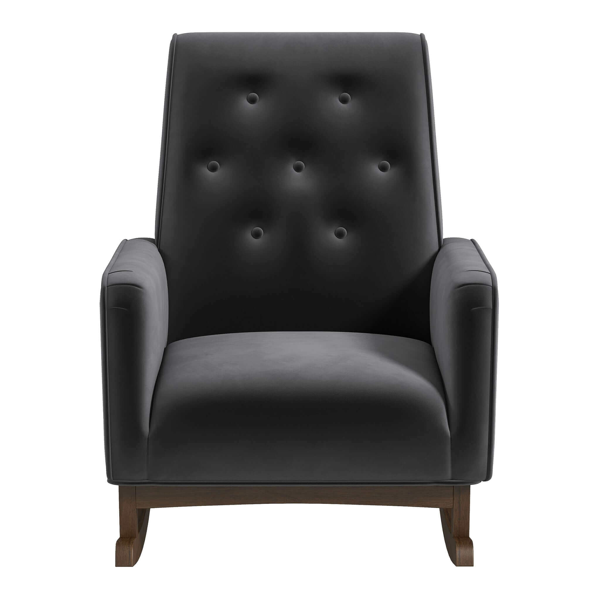 Demetrius Dark Grey Fabric Solid Wood Rocking Chair