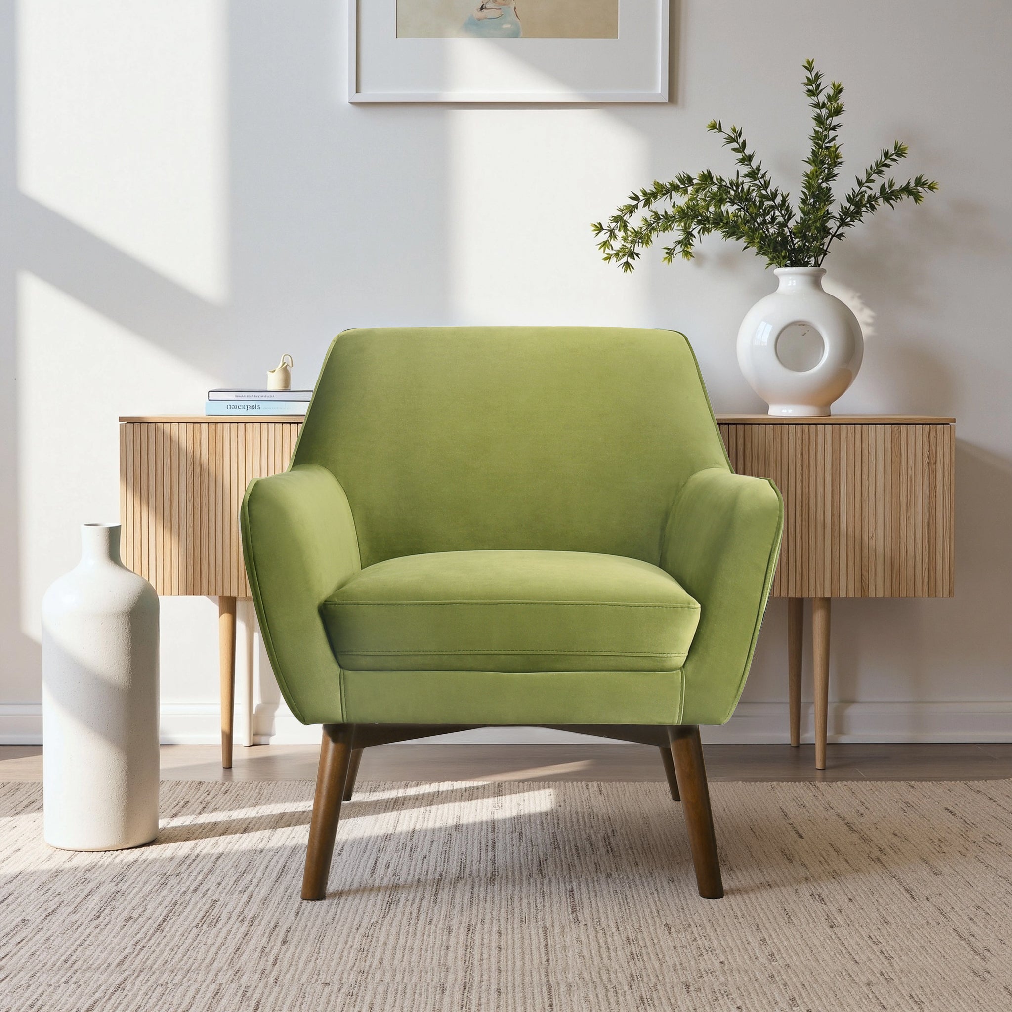 Panom Pistacho Green Velvet Lounge Chair