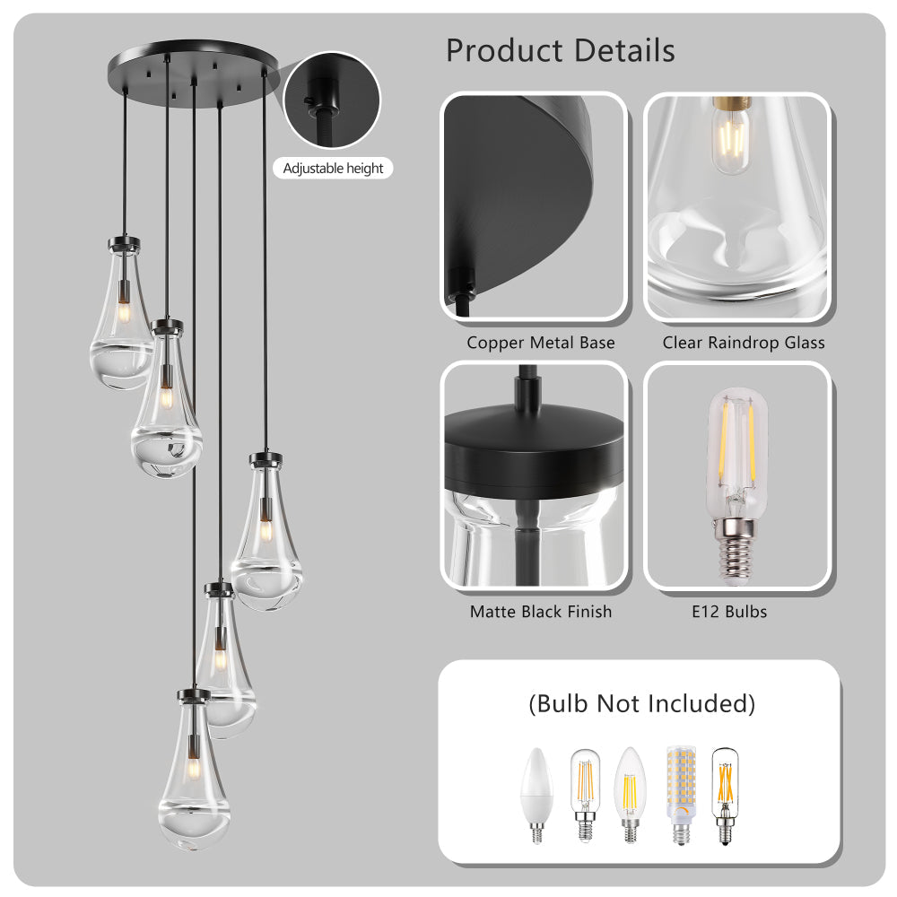 Raindrop Cluster Pendant Chandelier