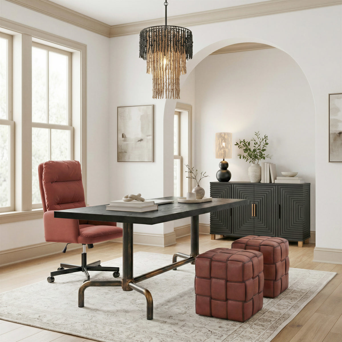 Bizu Ceiling Lamp Black & Beige by Zuo Modern