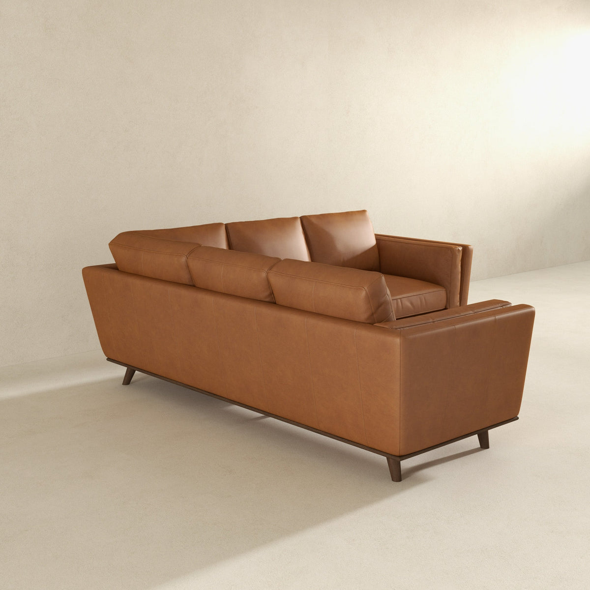 Erman Genuine Tan Leather Corner Sectional Sofa