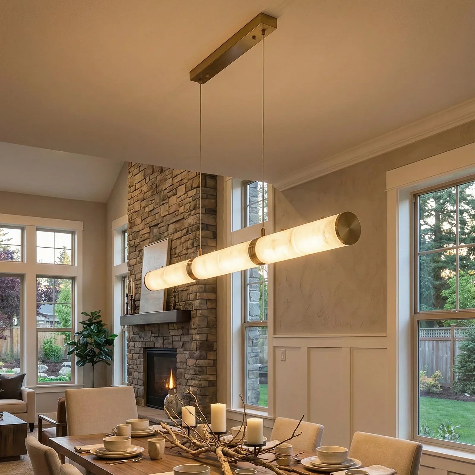 Linear Alabaster LED Pendant Light