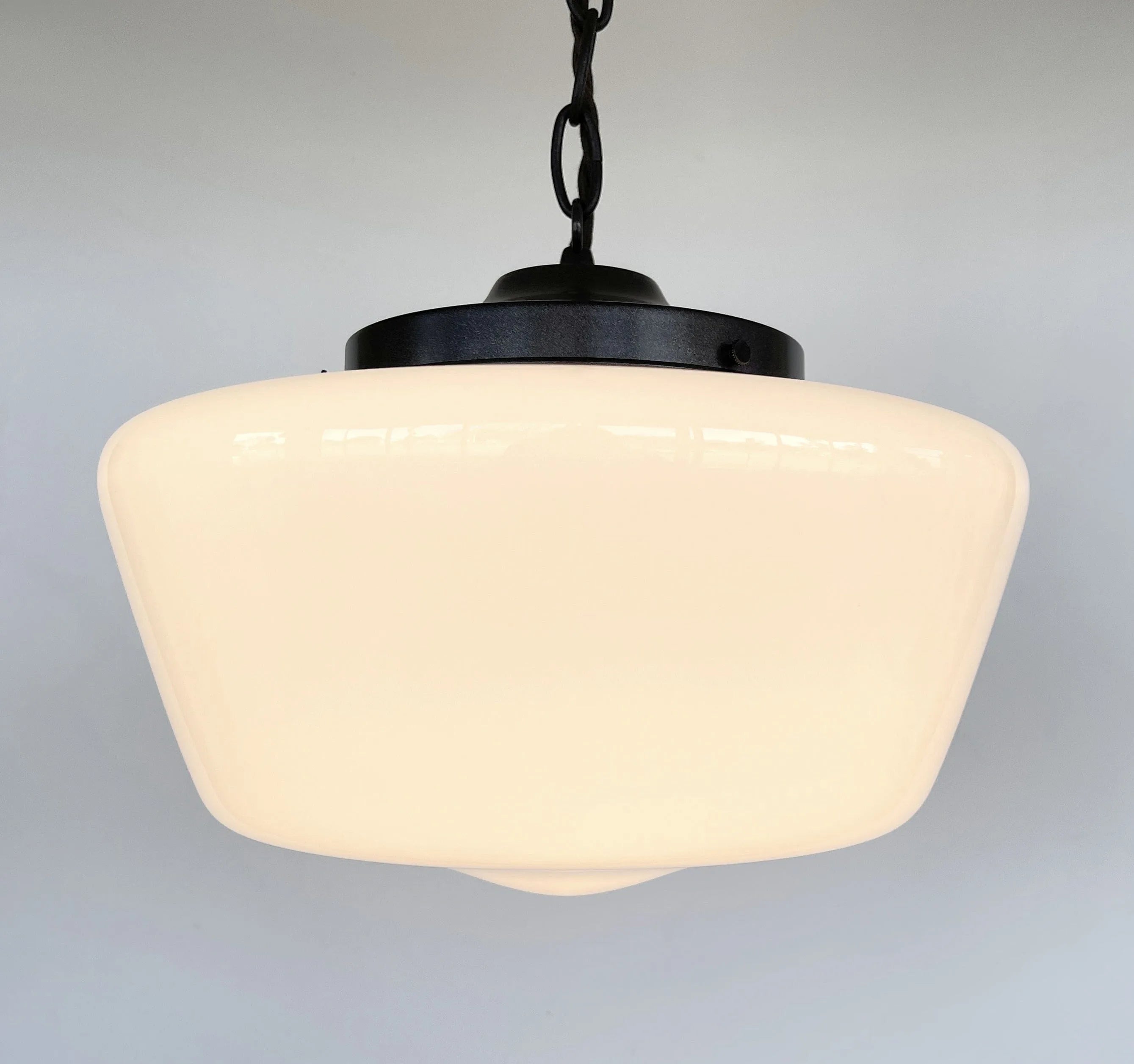 Large Antique Milk Glass Pendant Light