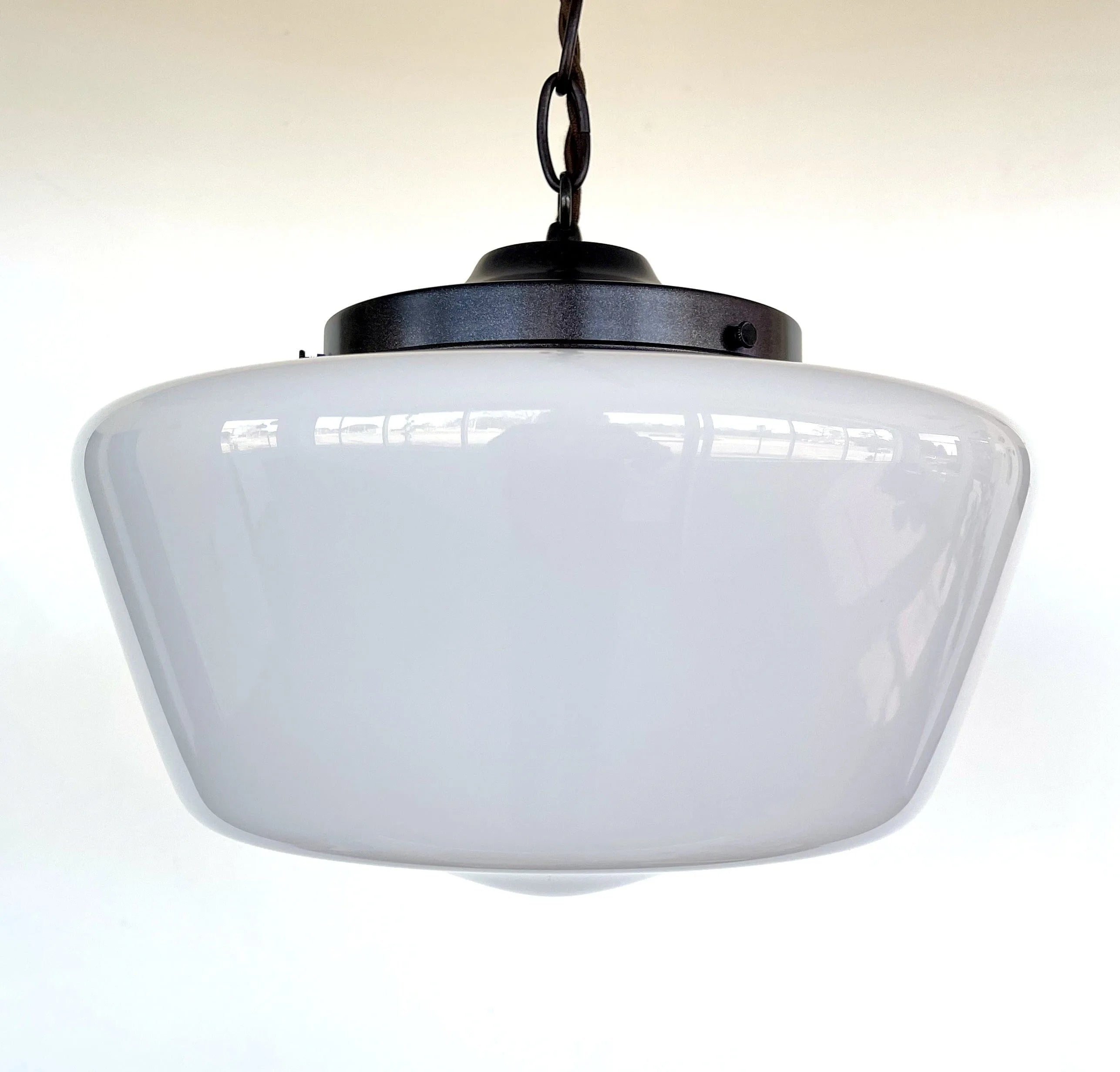 Large Antique Milk Glass Pendant Light