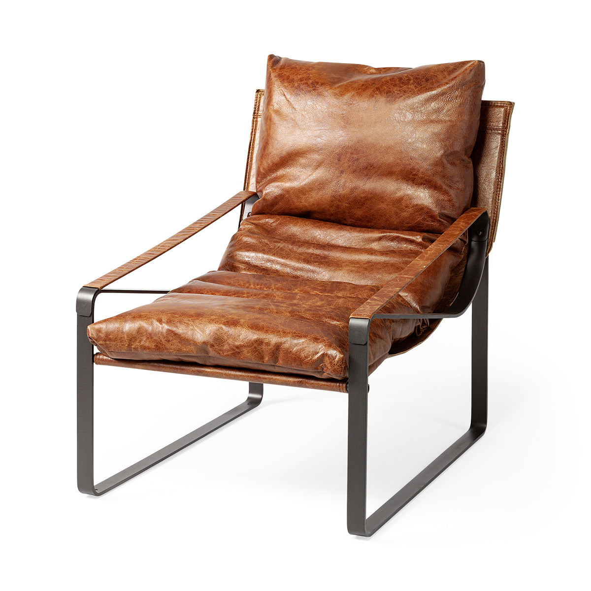 Hornet Brown Genuine Leather Accent Chair