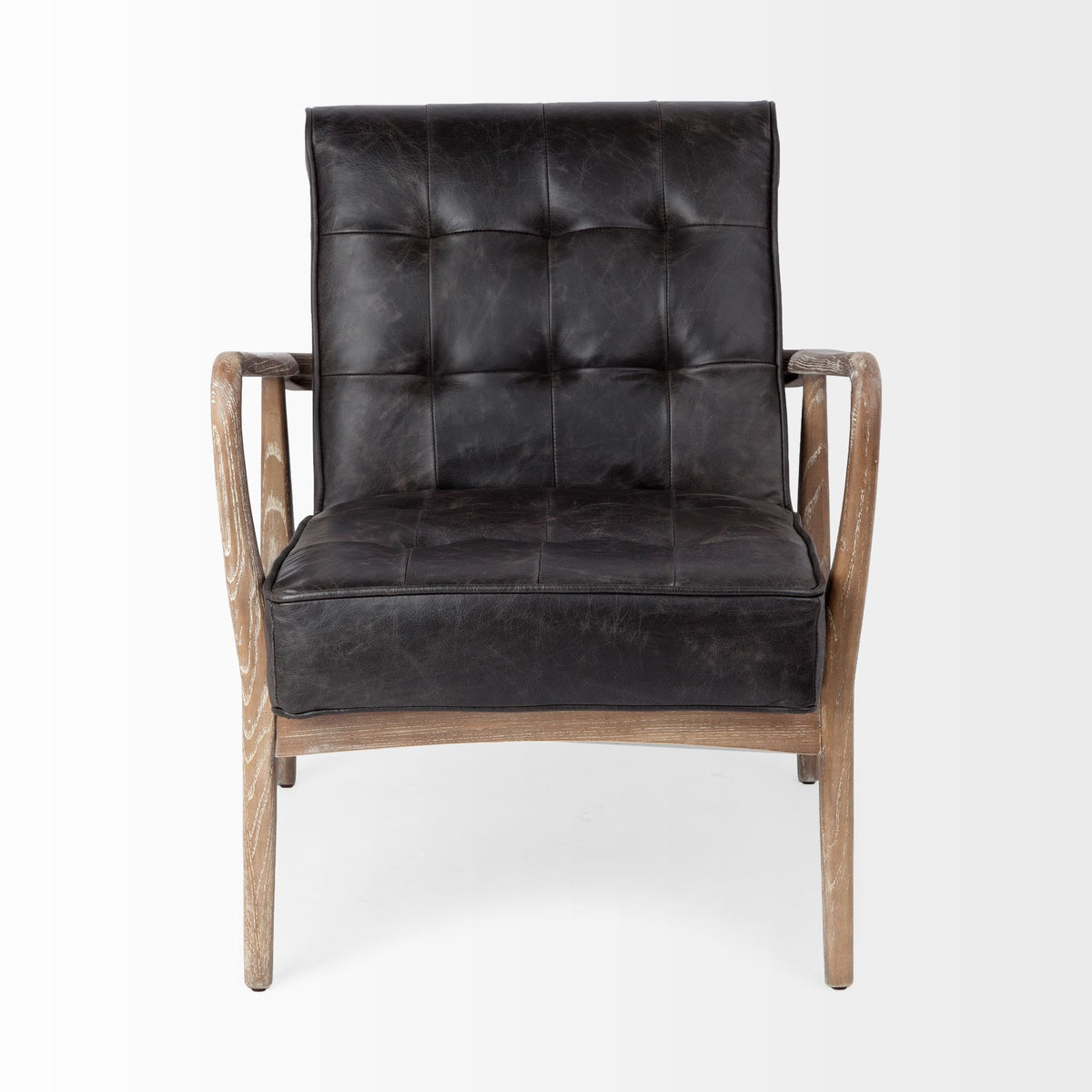 Phineas Black Tufted Leather Accent Chair