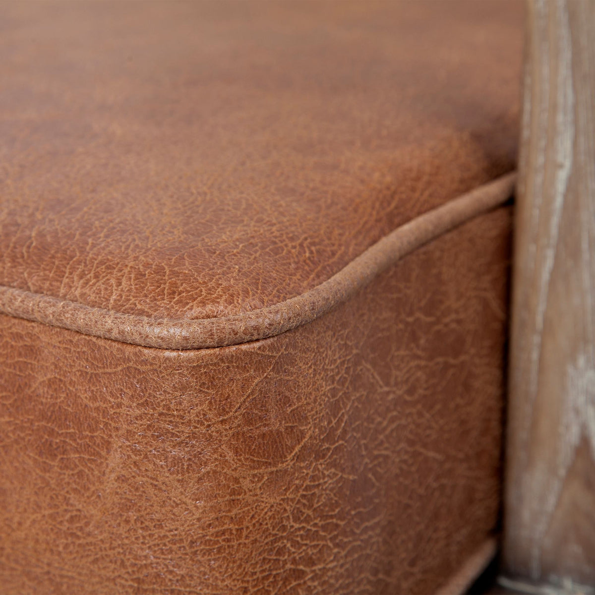 Harman Brown Leather and Cream Linen Accent Chair