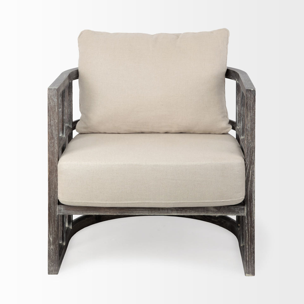 Skylar Cream Fabric Demi-Lune Accent Chair