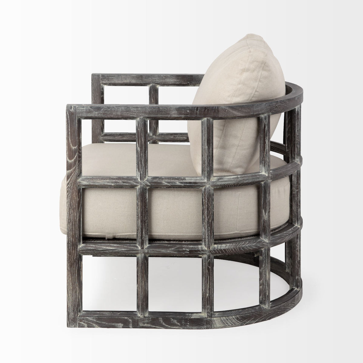 Skylar Cream Fabric Demi-Lune Accent Chair