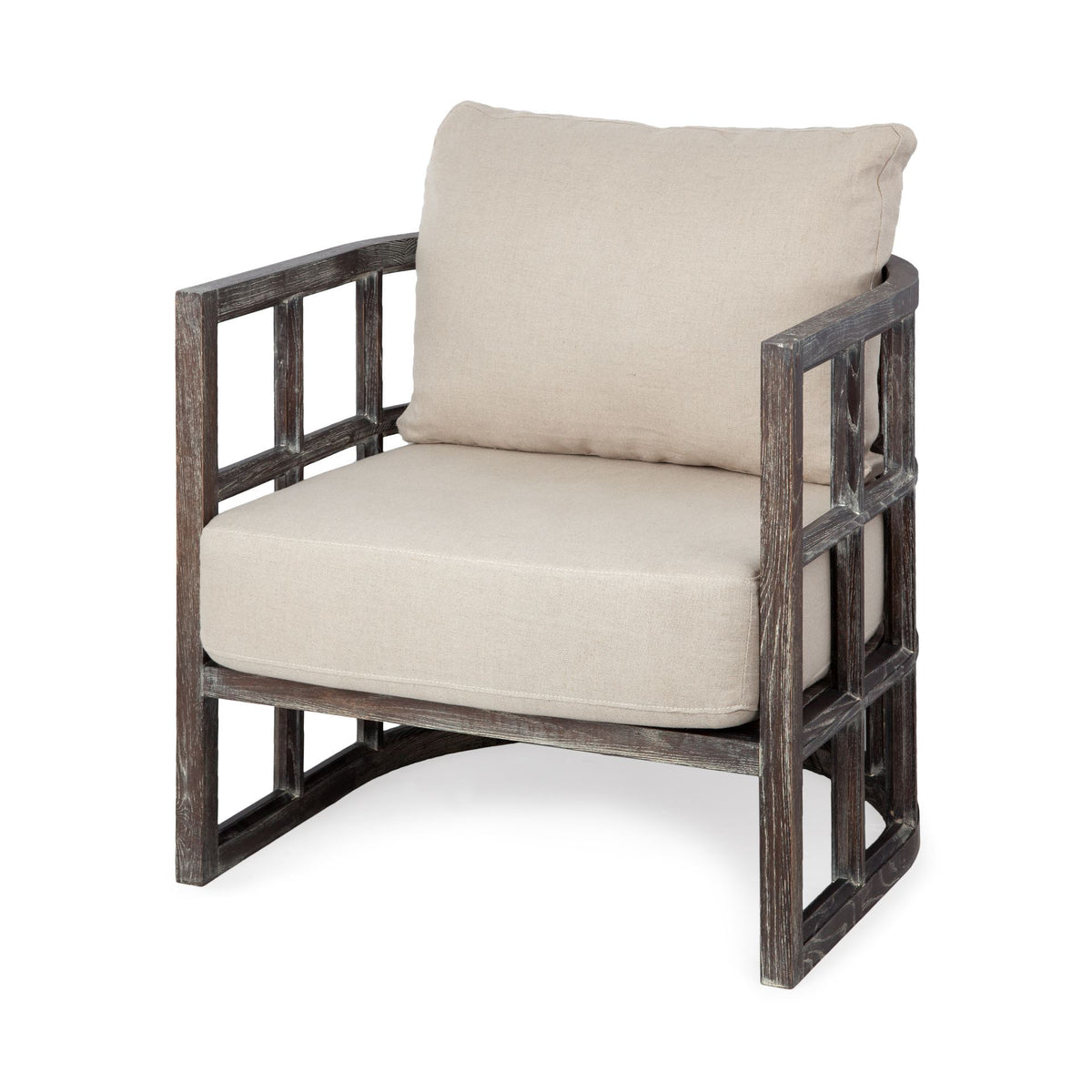 Skylar Cream Fabric Demi-Lune Accent Chair