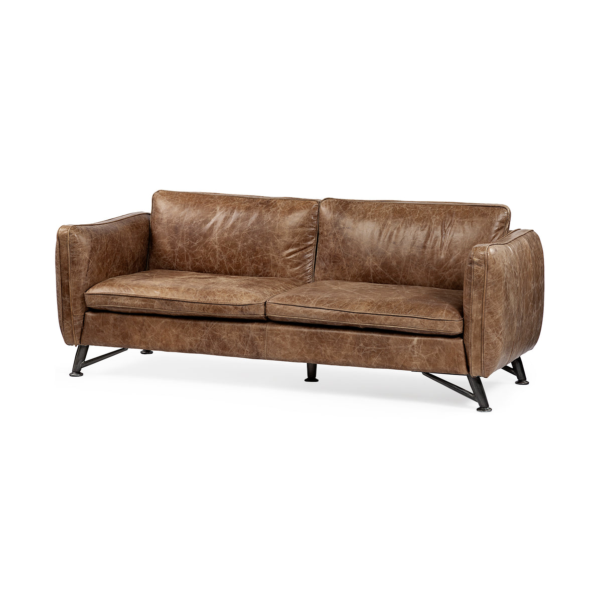 Cobain Brown Genuine Leather Sofa