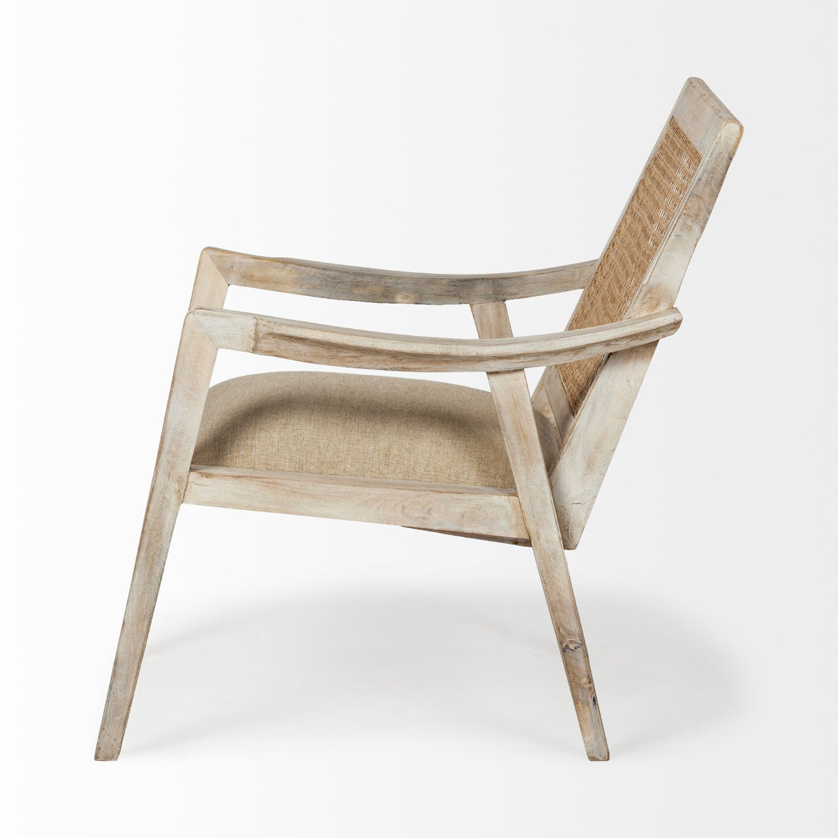Teryn Cream Linen Cane Back Accent Chair