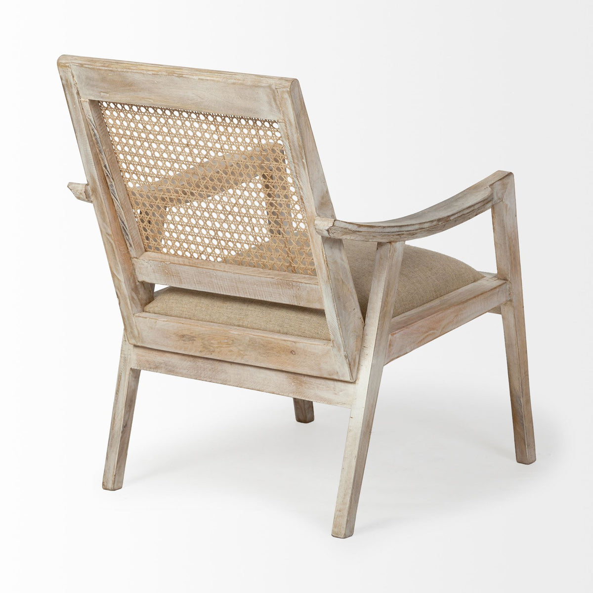 Teryn Cream Linen Cane Back Accent Chair