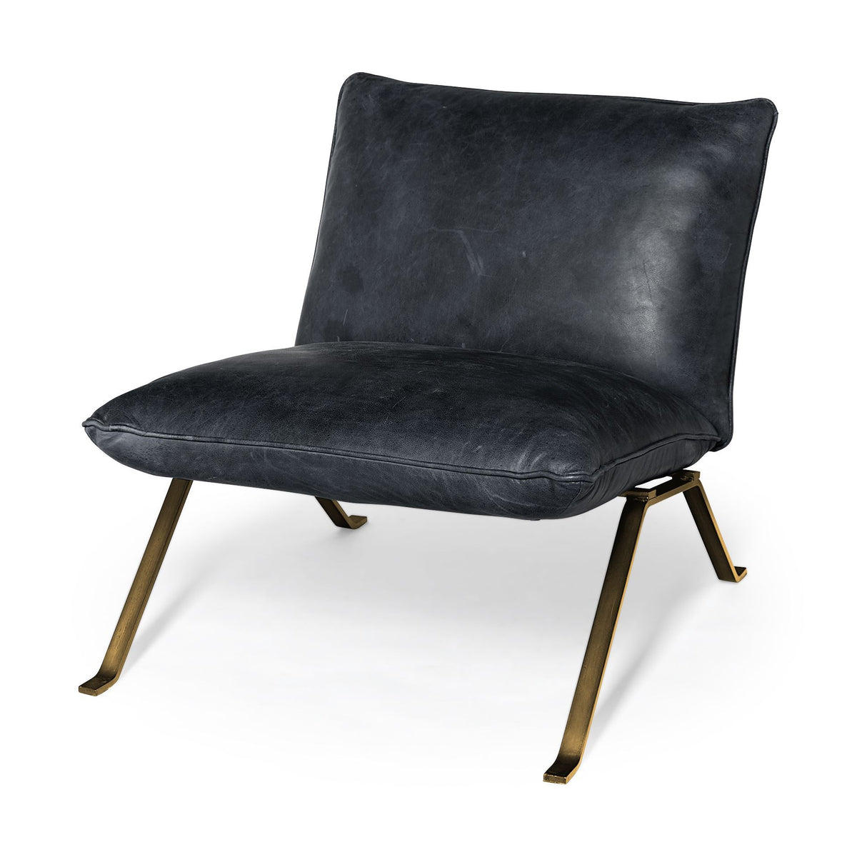 Flavelle Black Genuine Leather Slipper Chair