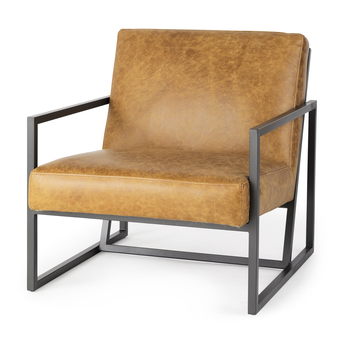 Armelle Brown Leather Accent Chair