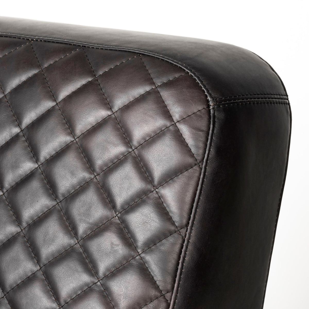 Horace Black Genuine Leather Diamond Tufted Accent Chair