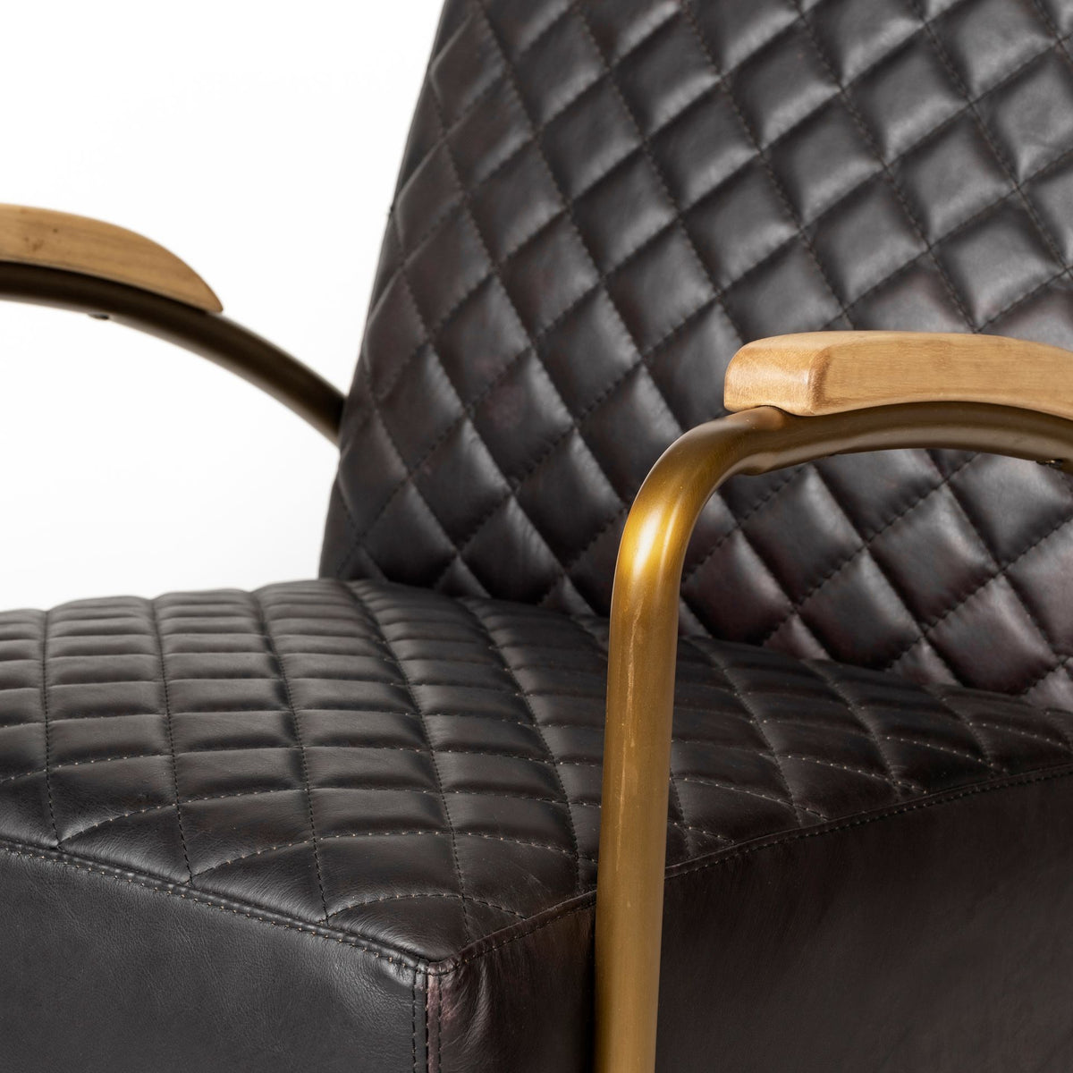 Horace Black Genuine Leather Diamond Tufted Accent Chair