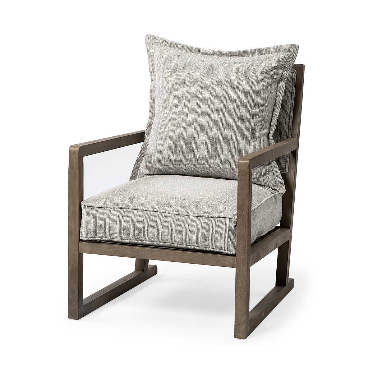 Sherlock Frost Gray Fabric Wood Frame Accent Chair