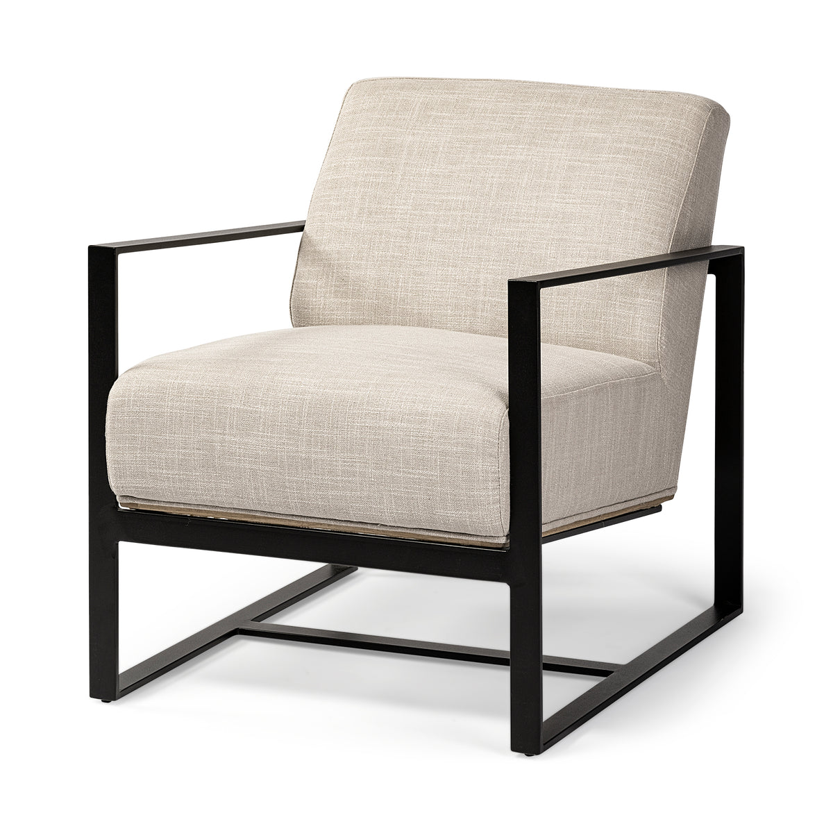 Stamford Beige Upholstered Wood Back Accent Chair