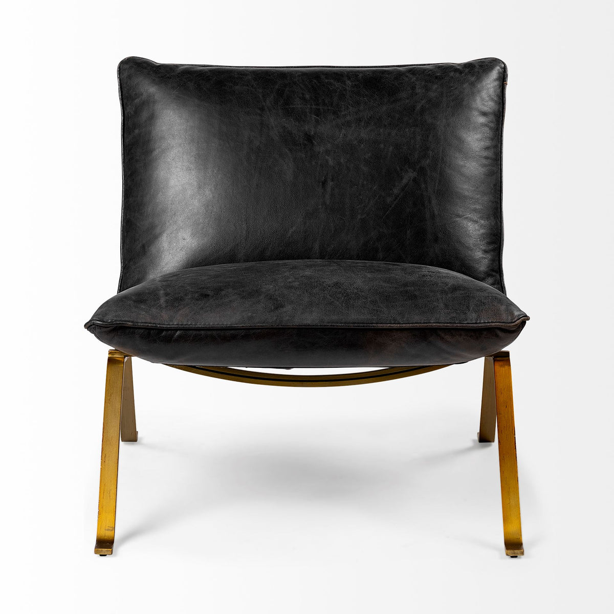 Flavelle Black Genuine Leather Slipper Chair