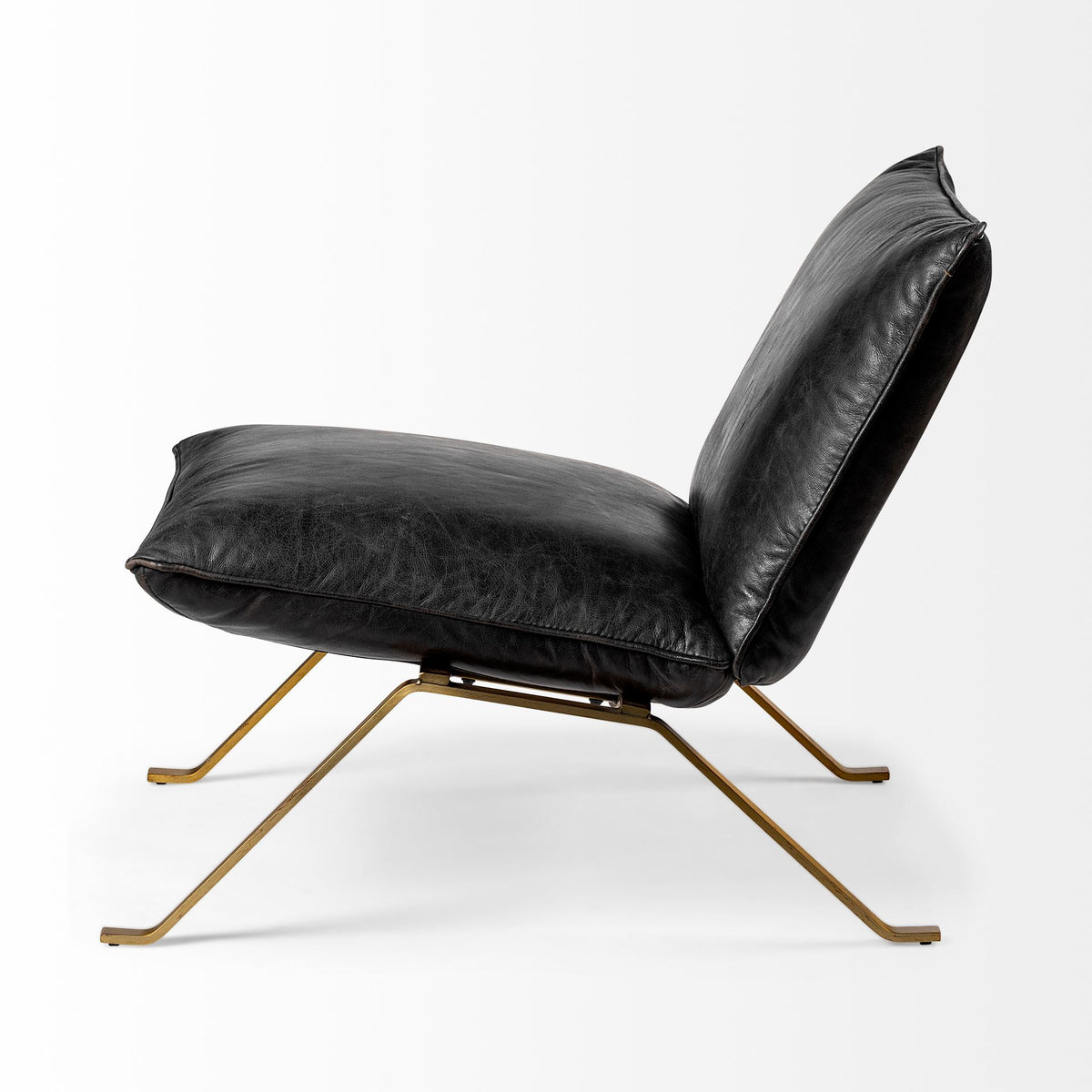 Flavelle Black Genuine Leather Slipper Chair