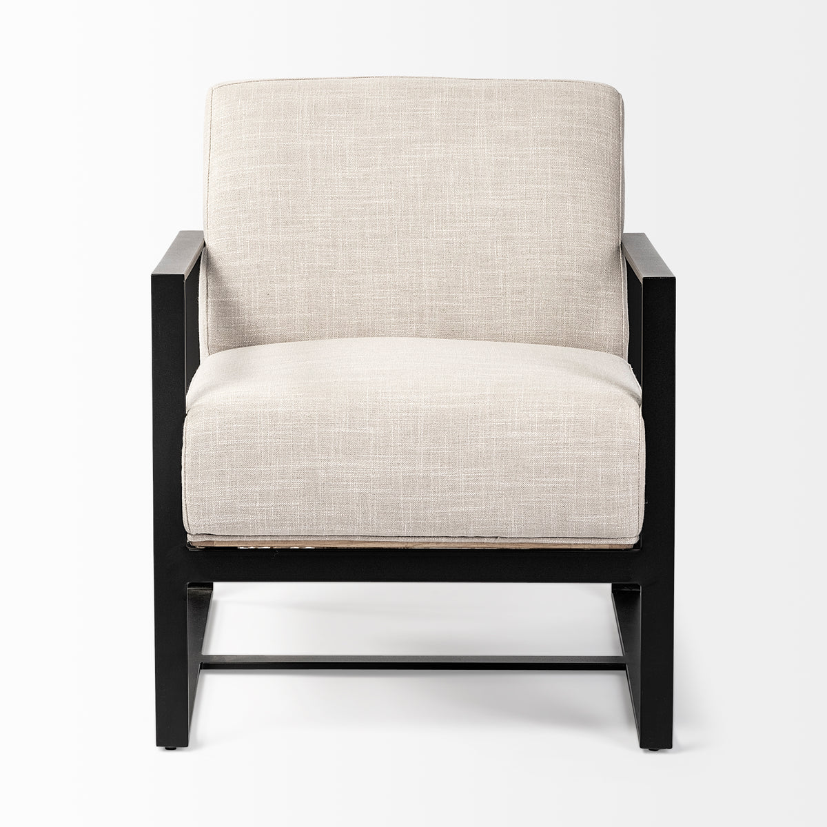 Stamford Beige Upholstered Wood Back Accent Chair