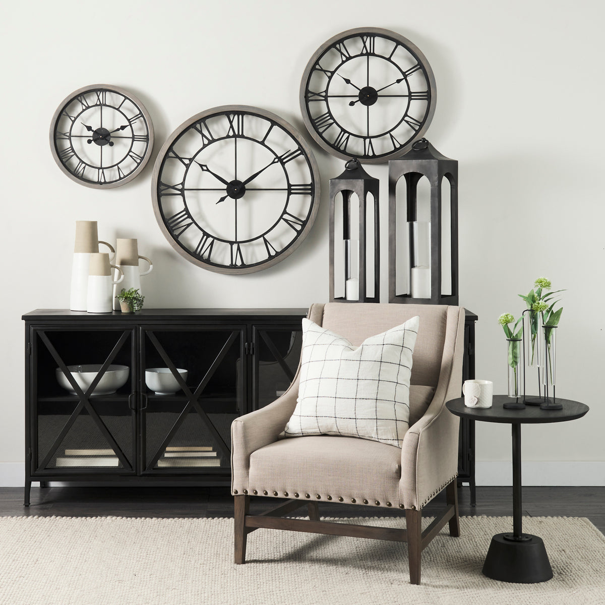 Kensington Beige Linen High Back Accent Chair