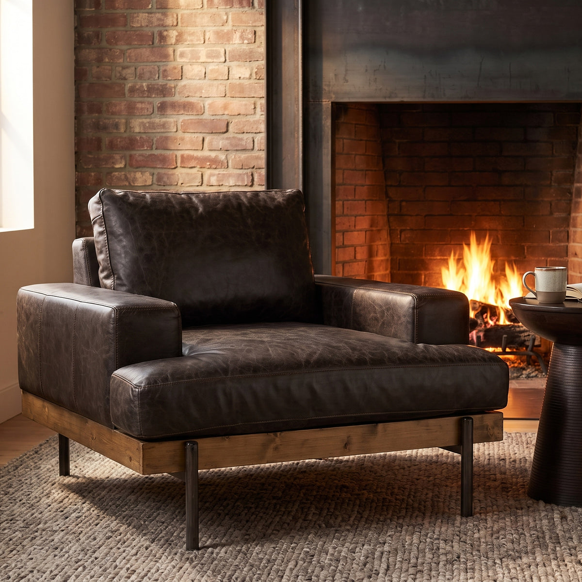 Colburne Brown Leather Oversized Club Chair