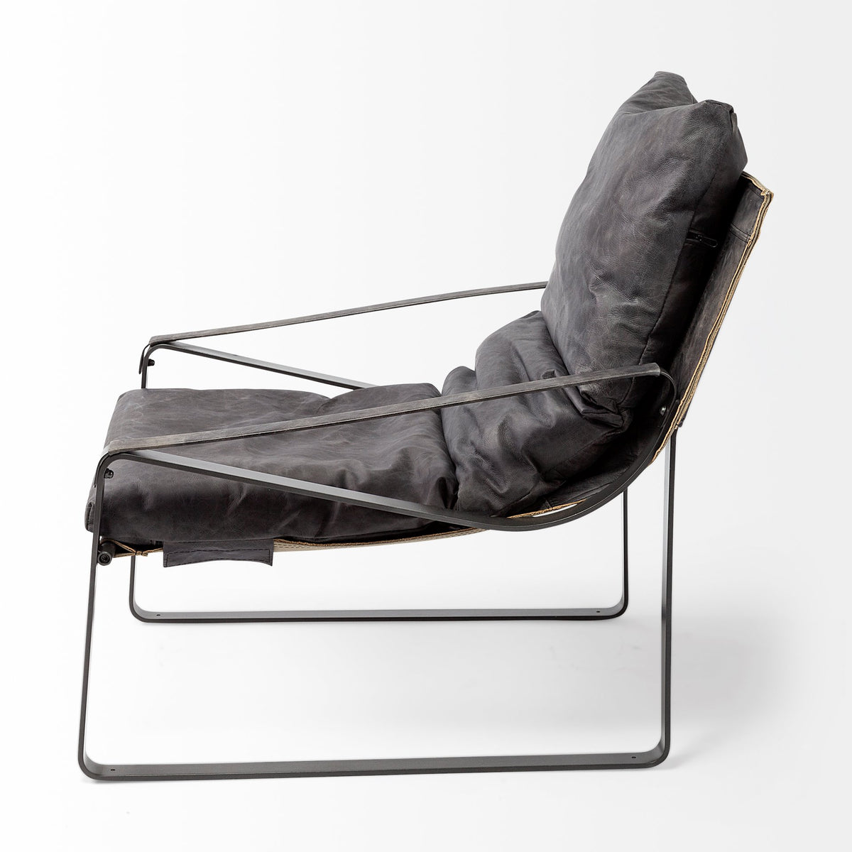 Hornet Black Genuine Leather Accent Chair