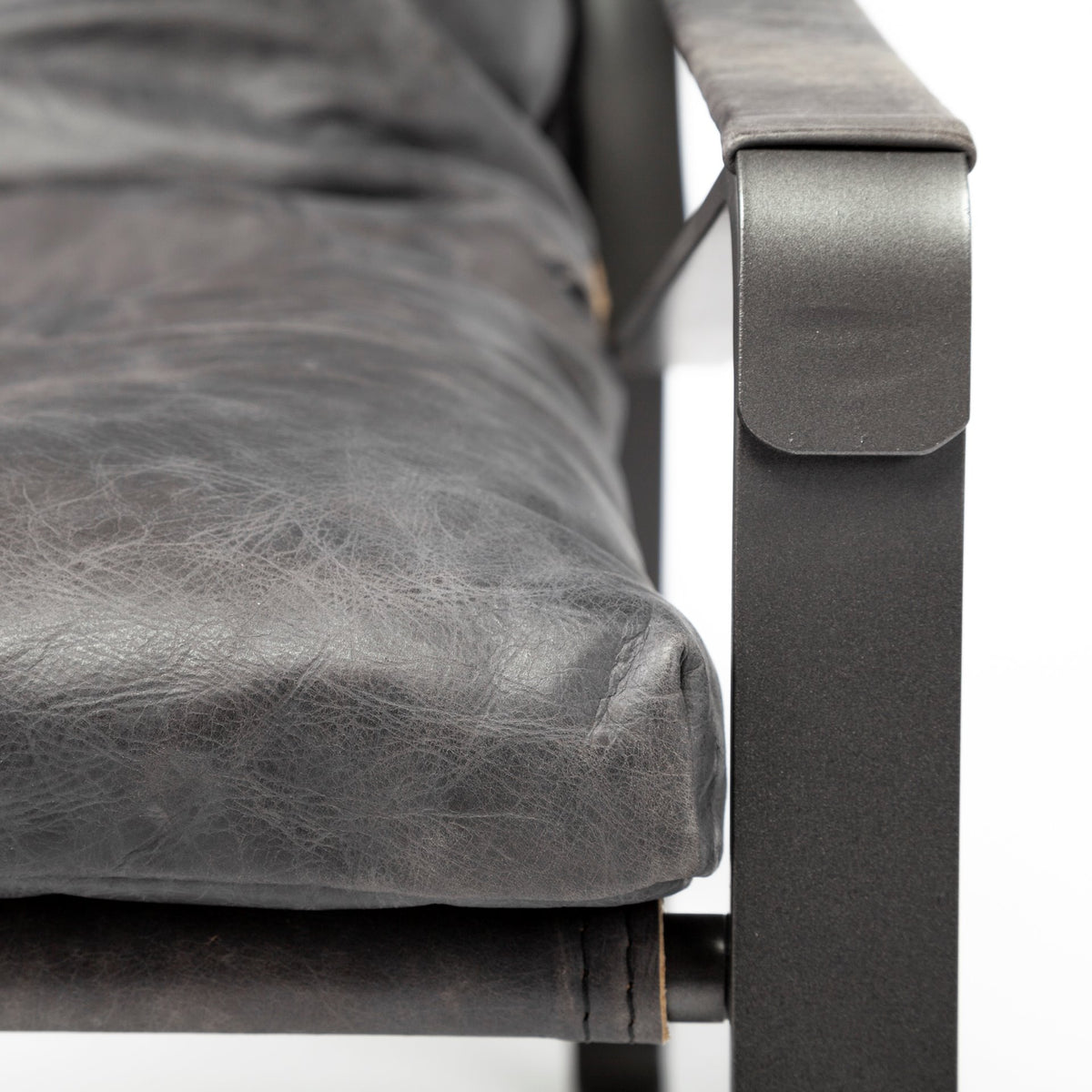Hornet Black Genuine Leather Accent Chair