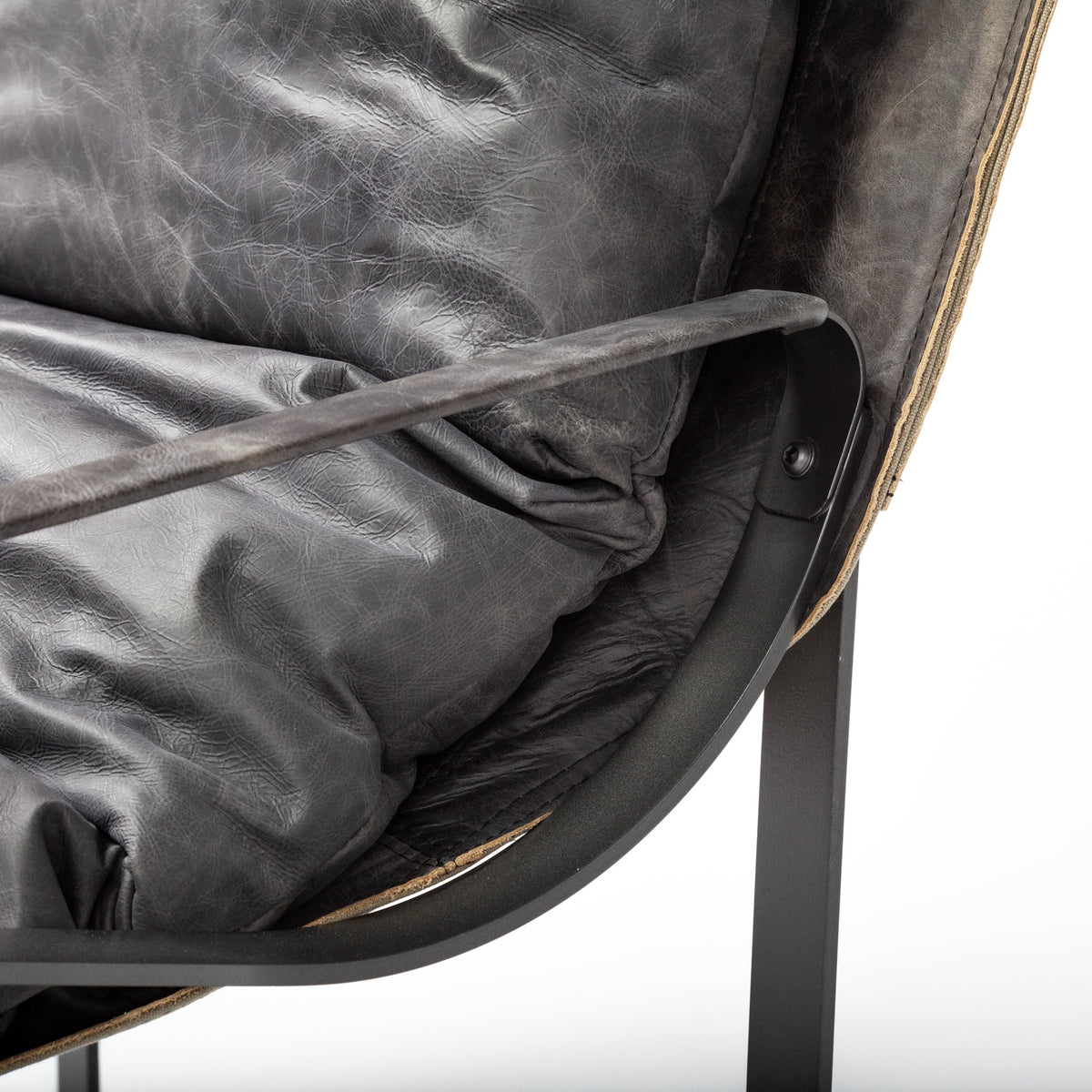Hornet Black Genuine Leather Accent Chair