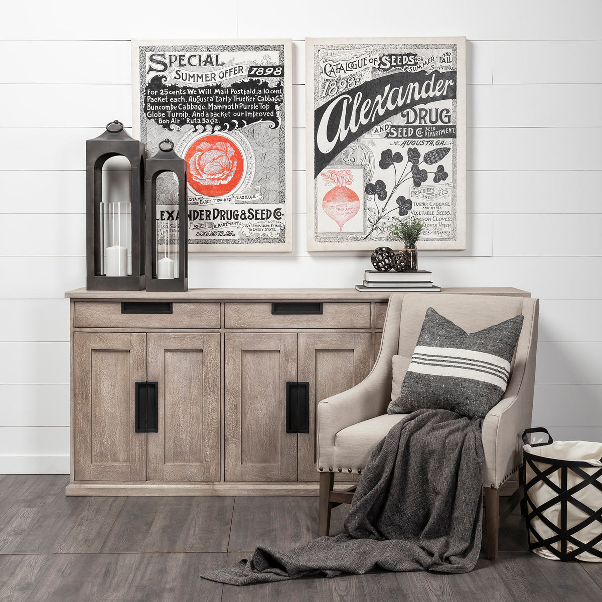 Kensington Beige Linen High Back Accent Chair