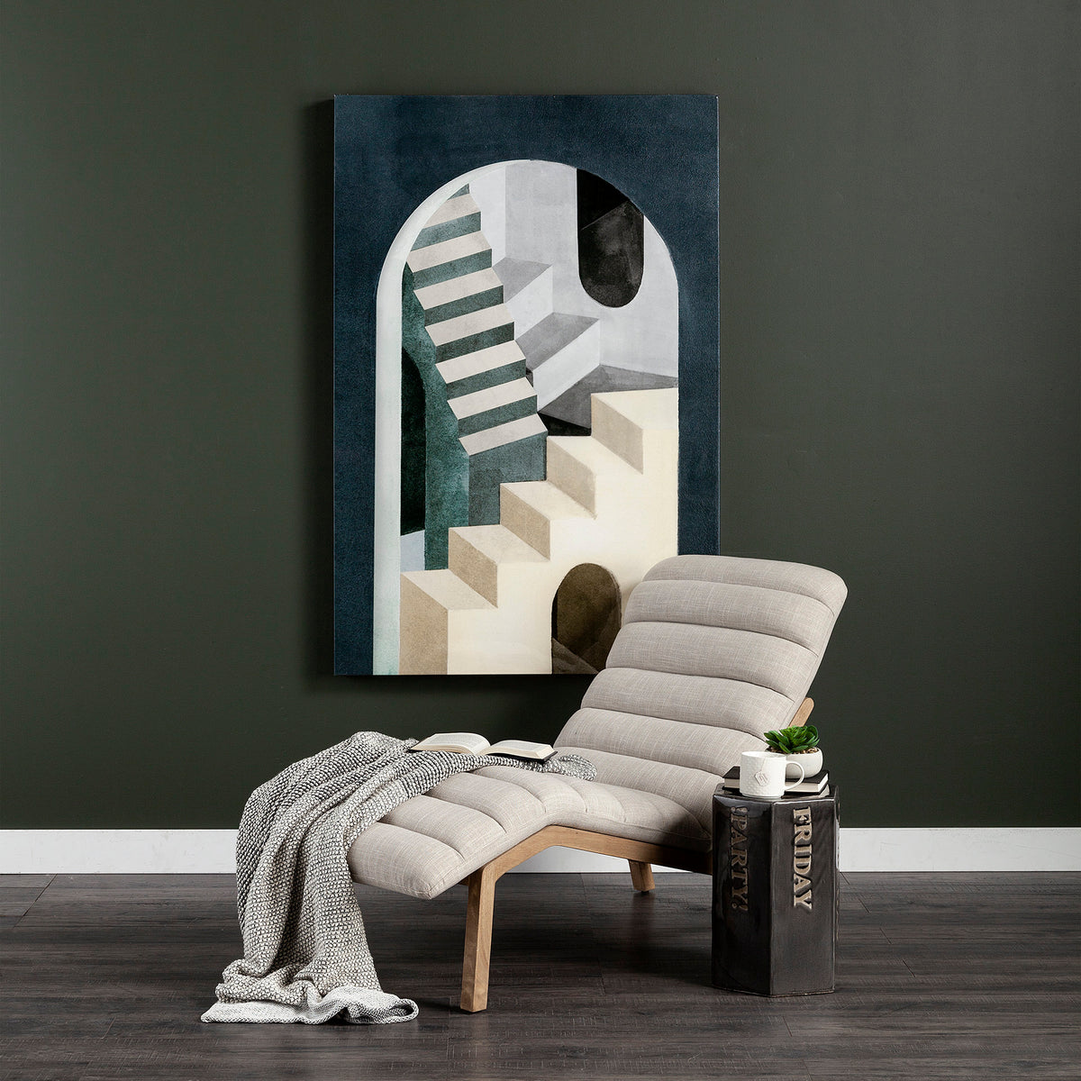 Pierre Beige Fabric Armless Chaise Lounge