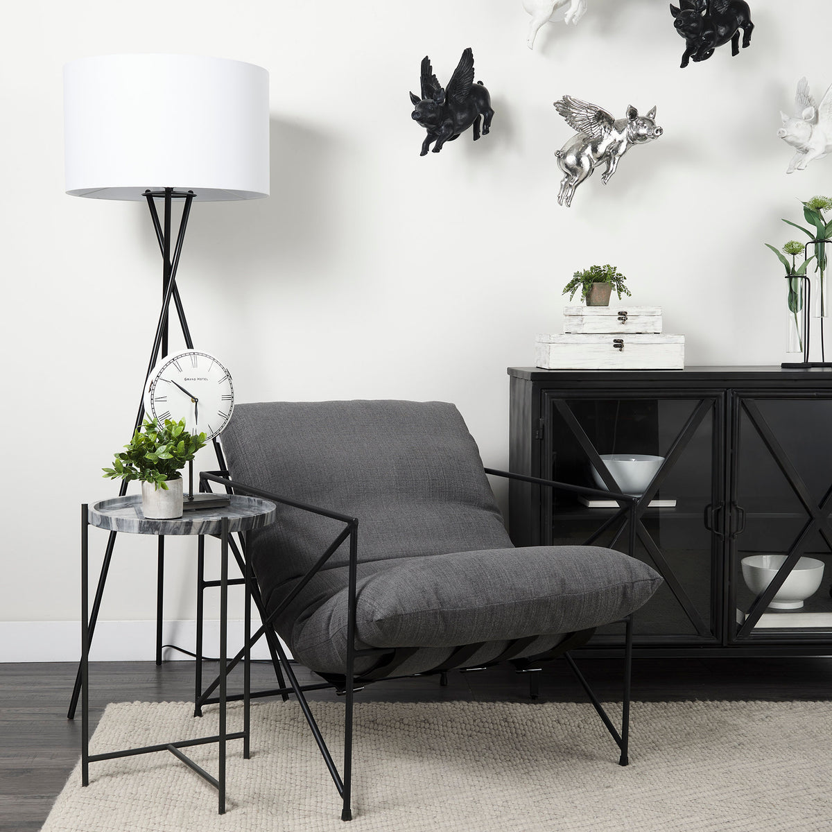 Leonidas Gray Fabric Accent Chair